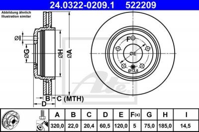 ATE 24.0322-0209.1 тормозной диск на 3 кабрио (E46)