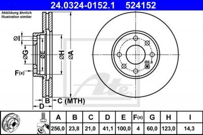 ATE 24.0324-0152.1 тормозной диск на OPEL ASTRA G универсал (F35_)