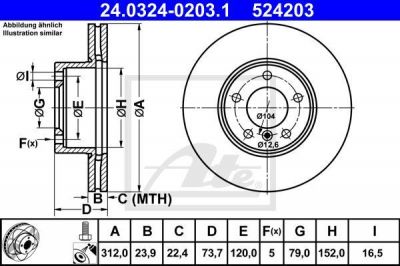 ATE 24.0324-0203.1 тормозной диск на X1 (E84)