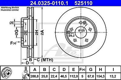 ATE 24.0325-0110.1 Диск торм. пер. MB W202, W203, W210