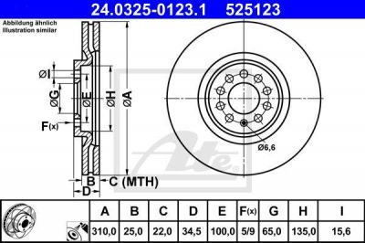 ATE 24.0325-0123.1 тормозной диск на VW GOLF IV (1J1)
