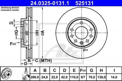 ATE 24.0325-0131.1 тормозной диск на OPEL ASTRA G универсал (F35_)