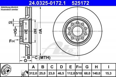 ATE 24.0325-0172.1 тормозной диск на VW PASSAT Variant (3B6)