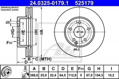 ATE 24.0325-0179.1 тормозной диск на MERCEDES-BENZ C-CLASS T-Model (S204)