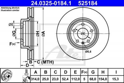 ATE 24.0325-0184.1 тормозной диск на AUDI A4 Avant (8K5, B8)