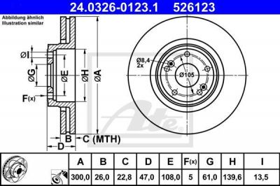 ATE 24.0326-0123.1 тормозной диск на VW GOLF IV (1J1)