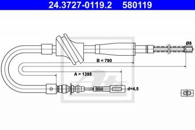 ATE 24.3727-0119.2 24.3727-0119.2 Трос стояночного тормоза Audi 100 (83-90)