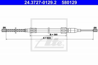 ATE 24.3727-0129.2 трос, стояночная тормозная система на VW POLO купе (86C, 80)