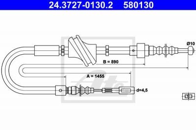ATE 24.3727-0130.2 трос, стояночная тормозная система на AUDI 100 Avant (44, 44Q, C3)