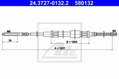 ATE 24.3727-0132.2 Трос стояночного тормоза VW Golf I,II, Jetta