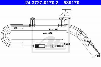 ATE 24.3727-0170.2 трос, стояночная тормозная система на VW PASSAT Variant (3B6)