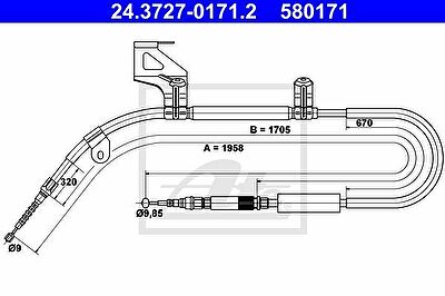 ATE 24.3727-0171.2 трос, стояночная тормозная система на AUDI A6 Avant (4B5, C5)