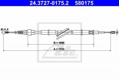 ATE 24.3727-0175.2 Трос руч.тормоза AUDI A3/VW BORA,GOLF IV L=1723