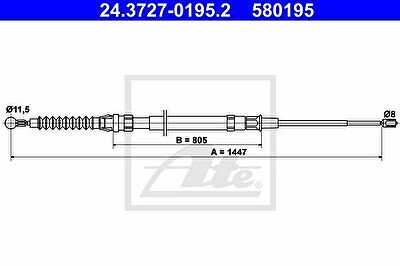 ATE 24.3727-0195.2 трос, стояночная тормозная система на SKODA OCTAVIA Combi (1Z5)