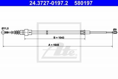 ATE 24.3727-0197.2 трос, стояночная тормозная система на SKODA FABIA