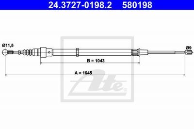 ATE 24.3727-0198.2 трос, стояночная тормозная система на SEAT IBIZA IV (6L1)