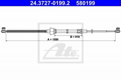 ATE 24.3727-0199.2 трос, стояночная тормозная система на SKODA FABIA