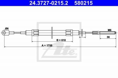 ATE 24.3727-0215.2 трос, стояночная тормозная система на 5 (E34)