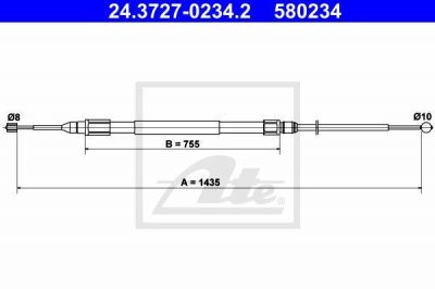 ATE 24.3727-0234.2 Трос, стояночная тормозная система