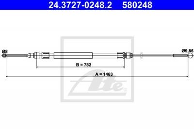 ATE 24.3727-0248.2 трос, стояночная тормозная система на 1 (F21)