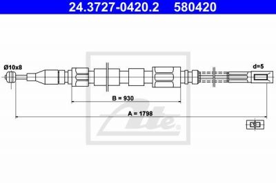 ATE 24.3727-0420.2 трос, стояночная тормозная система на MERCEDES-BENZ T1 фургон (601)