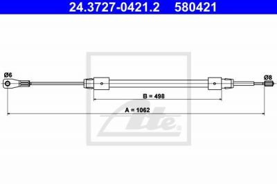 ATE 24.3727-0421.2 трос, стояночная тормозная система на MERCEDES-BENZ A-CLASS (W168)