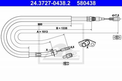 ATE 24.3727-0438.2 Трос, стояночная тормозная система