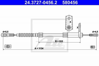 ATE 24.3727-0456.2 трос, стояночная тормозная система на MERCEDES-BENZ S-CLASS (W140)