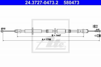 ATE 24.3727-0473.2 трос, стояночная тормозная система на MERCEDES-BENZ SPRINTER 3,5-t c бортовой платформой/ходовая часть (906)