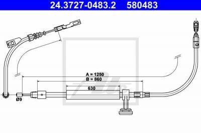 ATE 24.3727-0483.2 трос, стояночная тормозная система на MERCEDES-BENZ E-CLASS (W212)