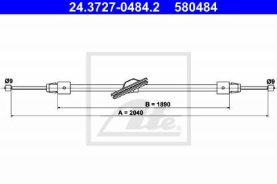 ATE 24.3727-0484.2 трос, стояночная тормозная система на MERCEDES-BENZ E-CLASS (W212)