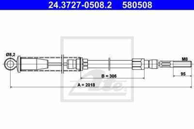 ATE 24.3727-0508.2 трос, стояночная тормозная система на FIAT UNO (146A/E)