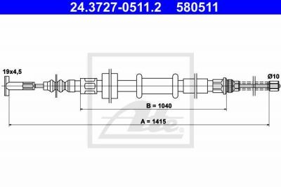 ATE 24.3727-0511.2 трос, стояночная тормозная система на FIAT TEMPRA (159)