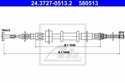 ATE 24.3727-0513.2 трос, стояночная тормозная система на FIAT TIPO (160)