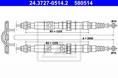 ATE 24.3727-0514.2 трос, стояночная тормозная система на FIAT CROMA (154)