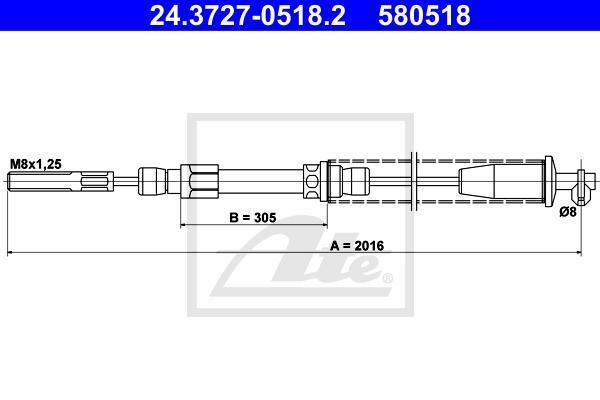 ATE 24.3727-0518.2 трос, стояночная тормозная система на FIAT UNO (146A/E)