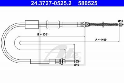 ATE 24.3727-0525.2 трос, стояночная тормозная система на FIAT PUNTO (176)
