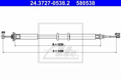 ATE 24.3727-0538.2 трос, стояночная тормозная система на FIAT PUNTO (188)