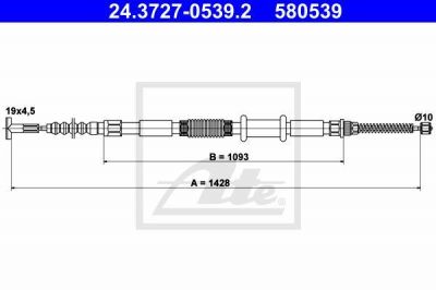 ATE 24.3727-0539.2 трос, стояночная тормозная система на FIAT MAREA Weekend (185)