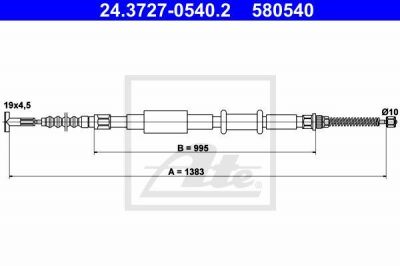 ATE 24.3727-0540.2 трос, стояночная тормозная система на FIAT MAREA Weekend (185)