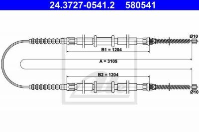 ATE 24.3727-0541.2 трос, стояночная тормозная система на FIAT FIORINO Pick up (146)