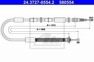 ATE 24.3727-0554.2 трос, стояночная тормозная система на FIAT STILO (192)