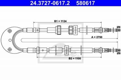 ATE 24.3727-0617.2 трос, стояночная тормозная система на FORD FIESTA фургон (FVD)