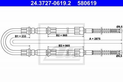 ATE 24.3727-0619.2 трос, стояночная тормозная система на FORD TRANSIT автобус (V_ _)