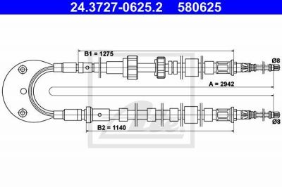 ATE 24.3727-0625.2 трос, стояночная тормозная система на FORD ESCORT IV (GAF, AWF, ABFT)