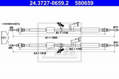 ATE 24.3727-0659.2 Трос, стояночная тормозная система