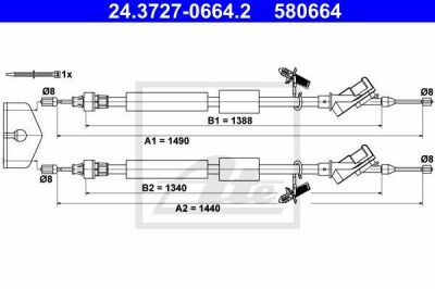 ATE 24.3727-0664.2 трос, стояночная тормозная система на FORD FOCUS II седан (DA_)
