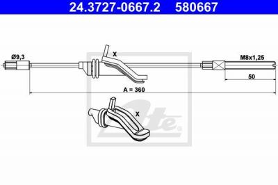 ATE 24.3727-0667.2 трос, стояночная тормозная система на FORD KUGA I