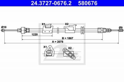 ATE 24.3727-0676.2 трос, стояночная тормозная система на FORD MONDEO IV (BA7)