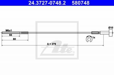 ATE 24.3727-0748.2 трос, стояночная тормозная система на OPEL VECTRA B (36_)